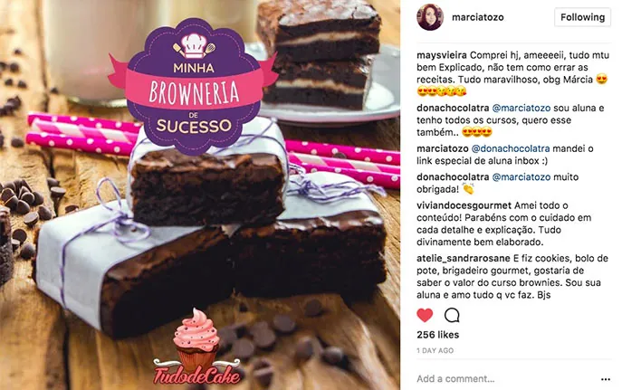 Depoimento de aluna no Instagram
