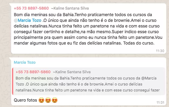 Outro depoimento de aluna