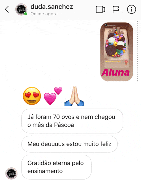 Depoimento de aluna no Instagram